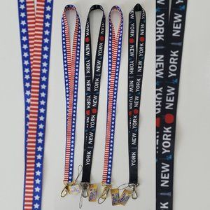 USA FLAG-NEW YORK LANYARD HOLDER ID-KEY NECK STRAP NECKLACE MULTICOLOR